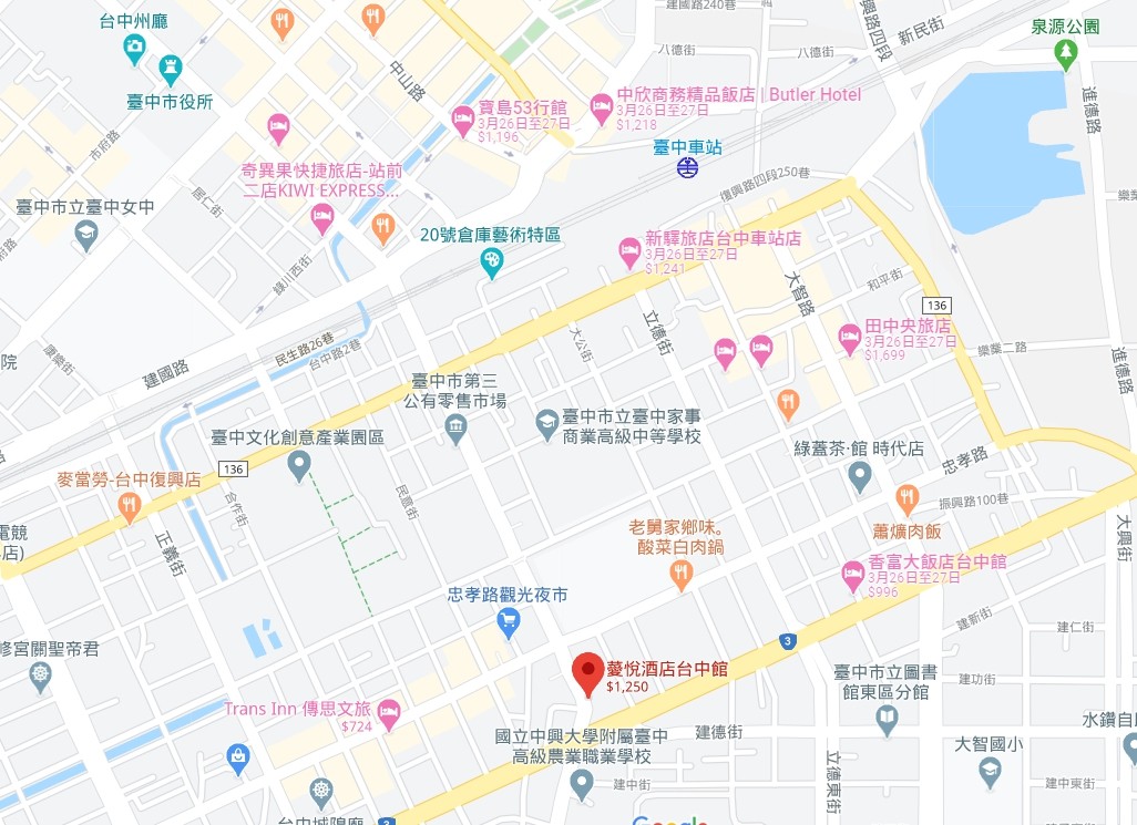 薆悅酒店台中館地理位置