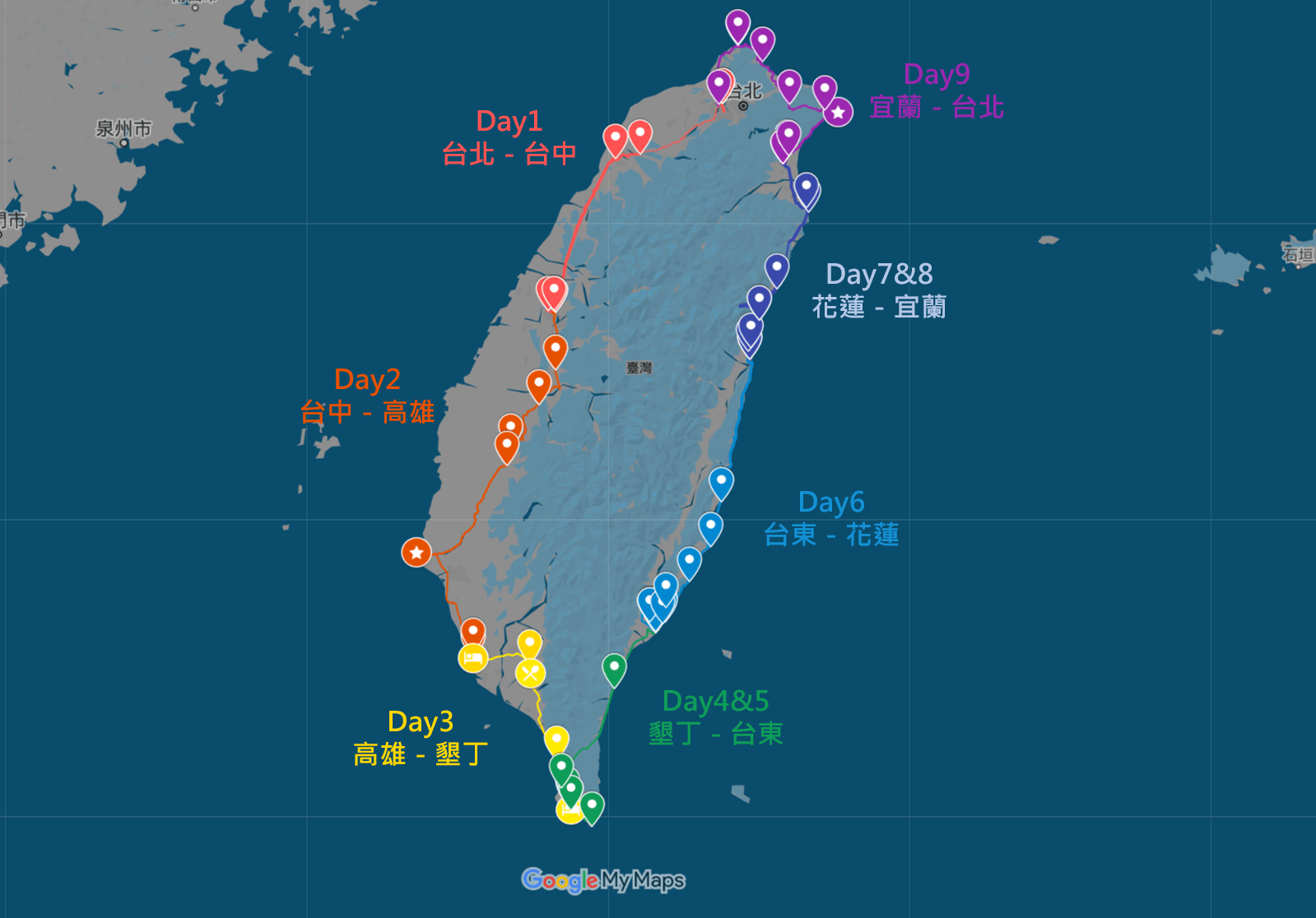 機車環島路線規劃 地圖