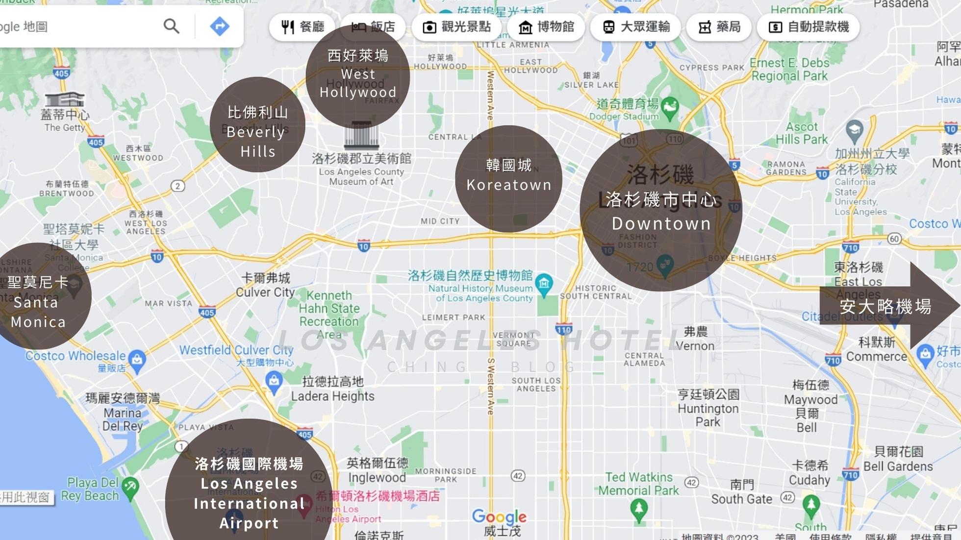 洛杉磯住宿地圖