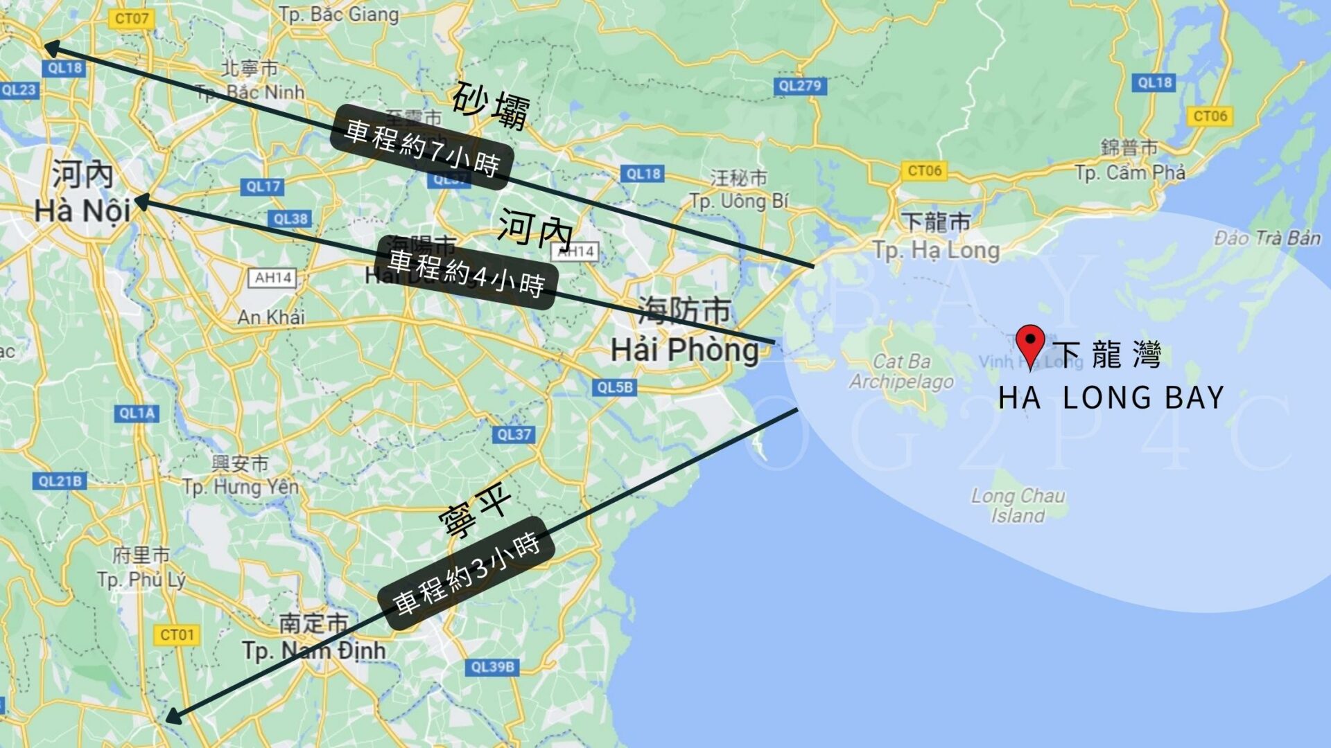 下龍灣地理位置、地圖
